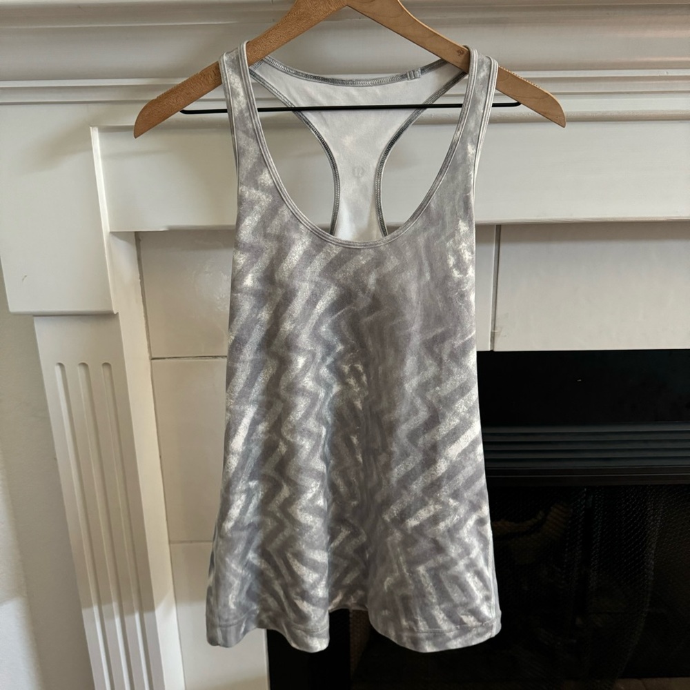 Lululemon Cool Racerback Tank Blazer Fossil Print Size 10
